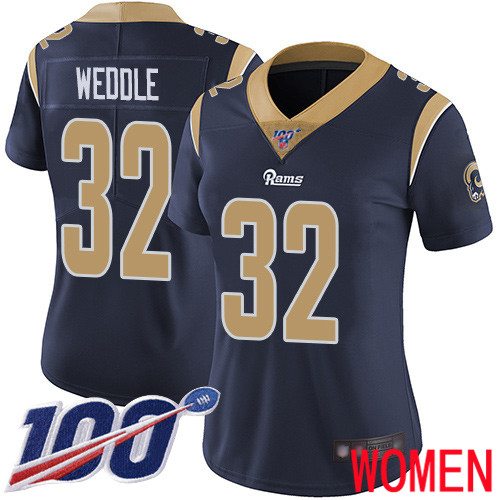 Los Angeles Rams Limited Navy Blue Women Eric Weddle Home Jersey NFL Football 32 100th Season Vapor Untouchable